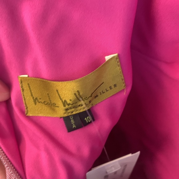 New Nicole miller dress jewel tone pink with rhinestones - Picture 5 of 7